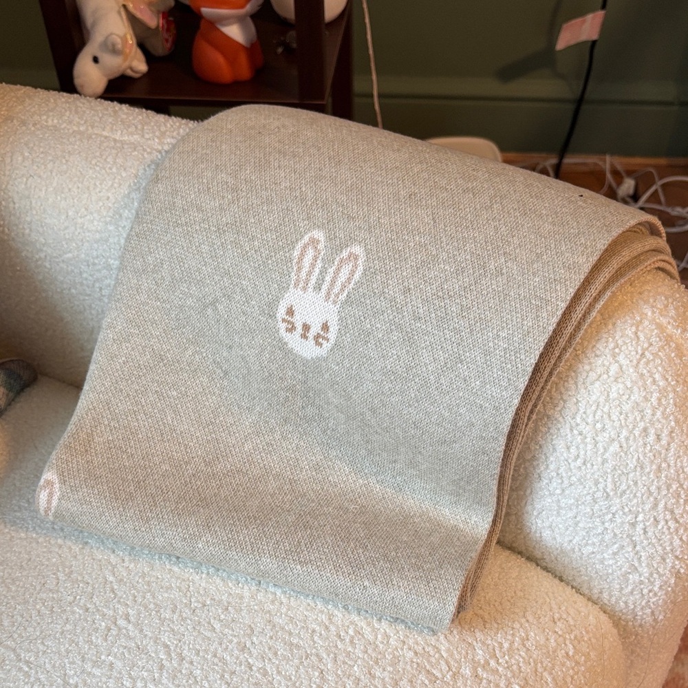 Jamie Kay  Green Bunny Knit Blanket
